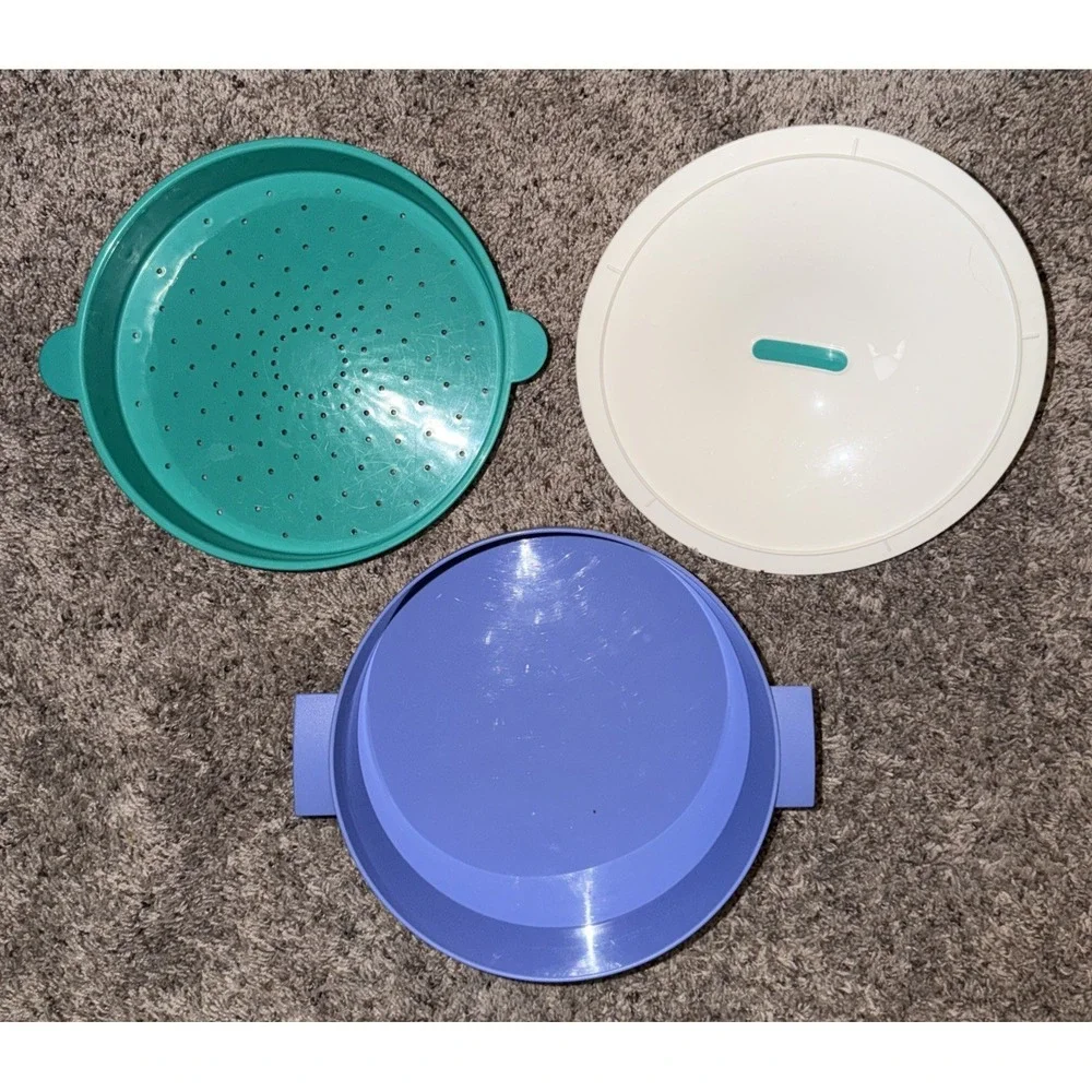 Tupperware Micro steamer Microwave Steamer Rice Veggies Cooker 3066A 3 Piece VTG